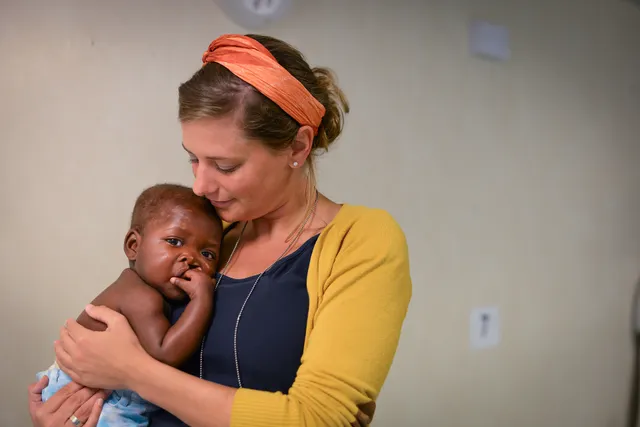 Photo Credit Ruben Plomp, Mirjam Plomp, Screening Coordinator, here with Siara ((CGA14069), Baby girl from (CAR).
